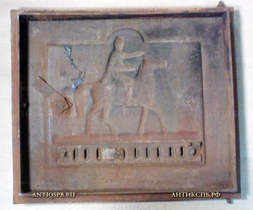 Печная дверца чугунная старинная "Всадник". Перв. пол. ХХ века. №20158